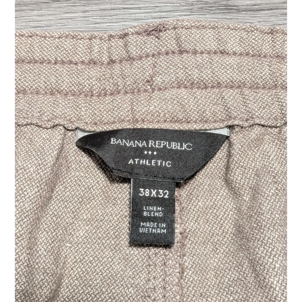 Banana Republic Men's Brown Linen Cotton Drawstring Athletic Fit Pant Size 38x32